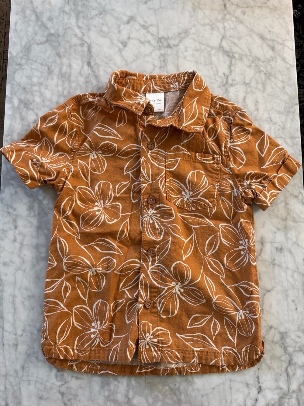 Little Co. Kids toddler baby hawaiian Floral Button-Up Shirt 5T organic cotton